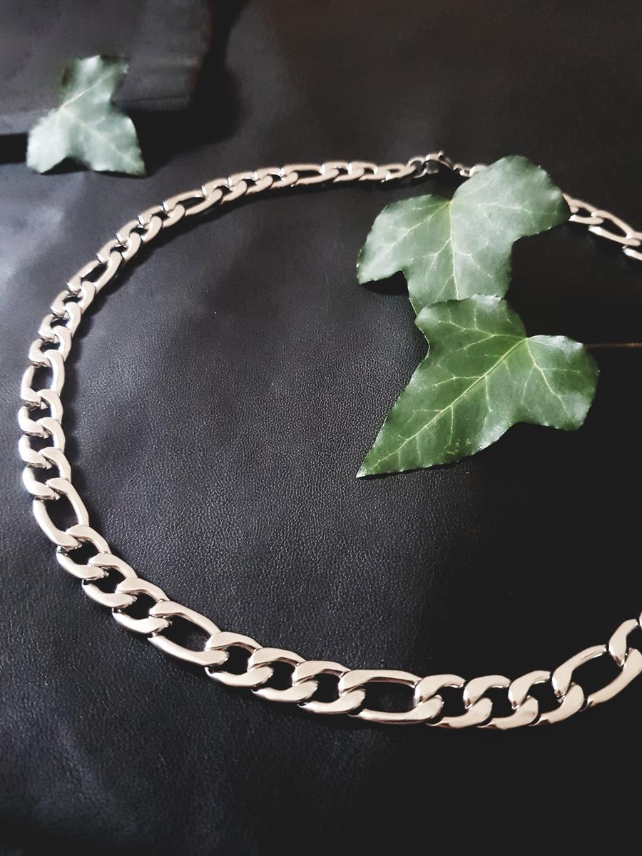 Collier maille figaro 10 mm argenté inox