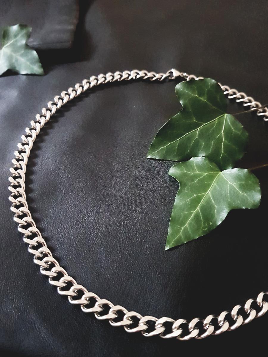 Collier maille gourmette 7 mm argenté inox