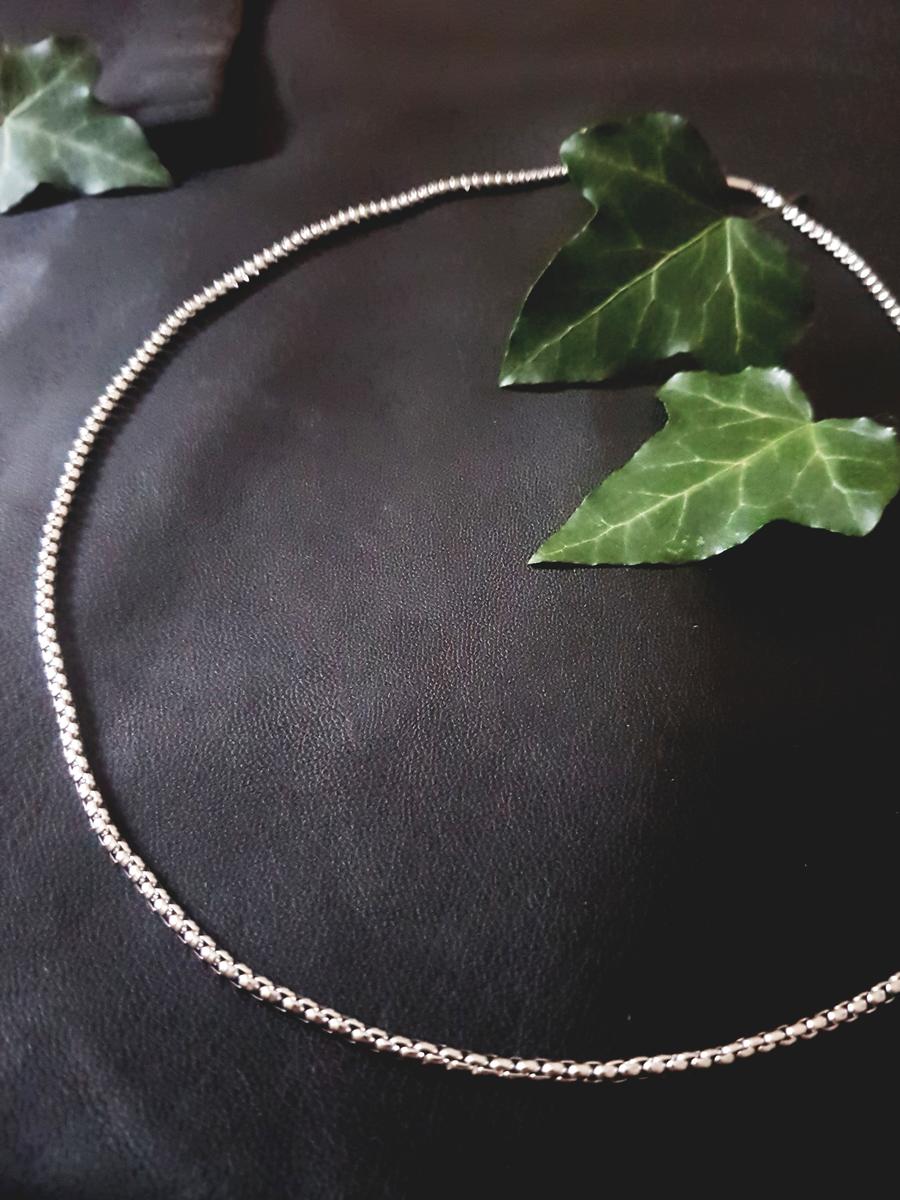 Collier maille vénitienne argentée inox artisanal. Calino Créa Collier maille vénitienne argentée inox - longueur au choix