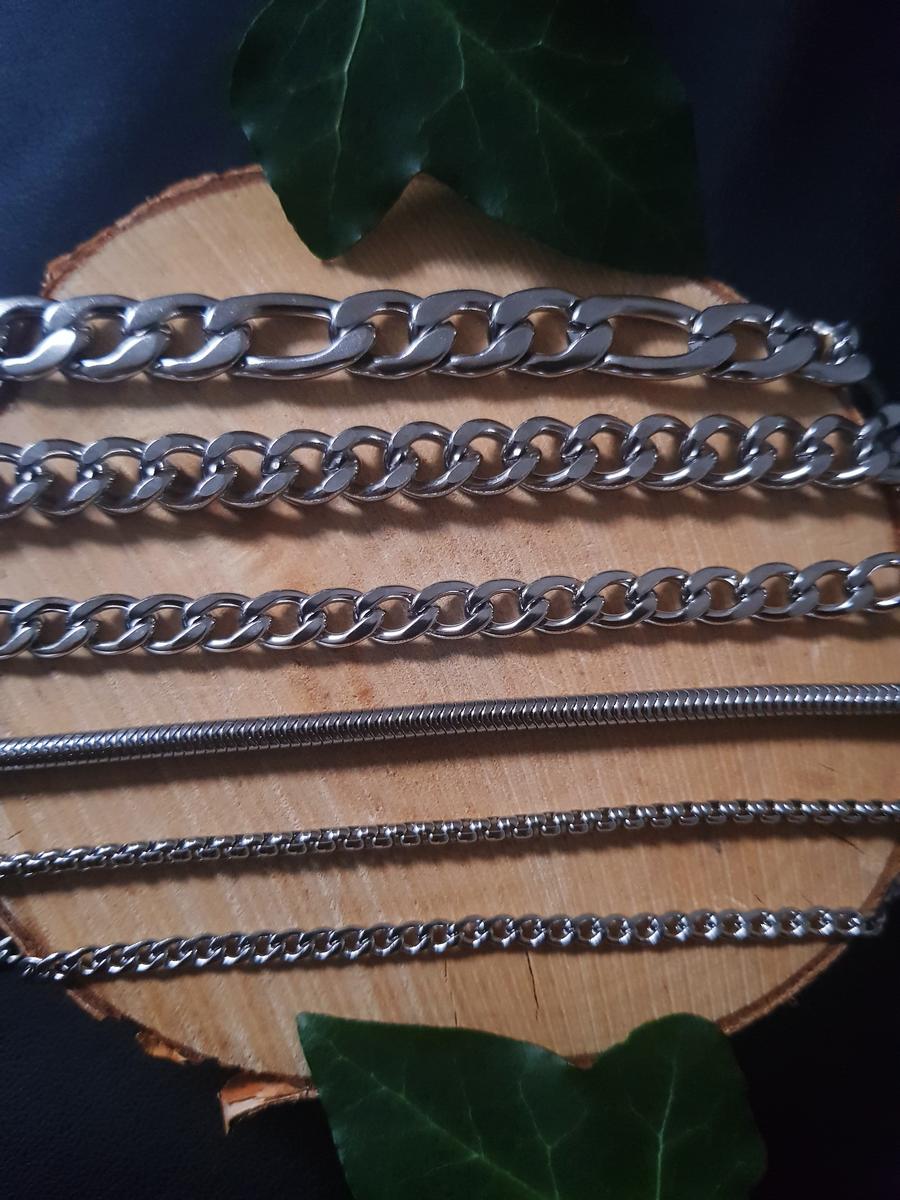 Maille pour colliers et bracelets homme acier inoxydable. Calino Créa Collier homme inox personnalisé - maille au choix