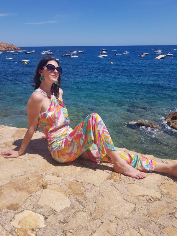 Boucles d'oreilles inox doré - disque rotin turquoise et puce résine