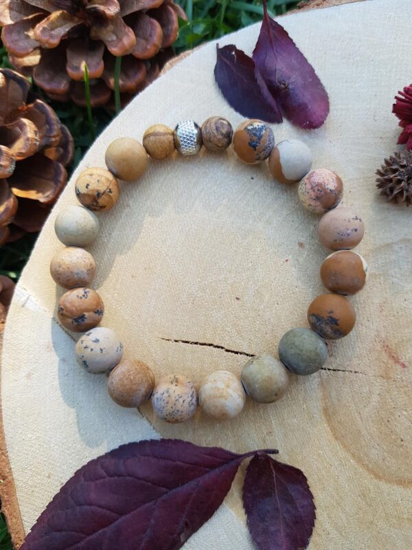 Bracelet homme perles naturelles 10 mm - Jaspe paysage