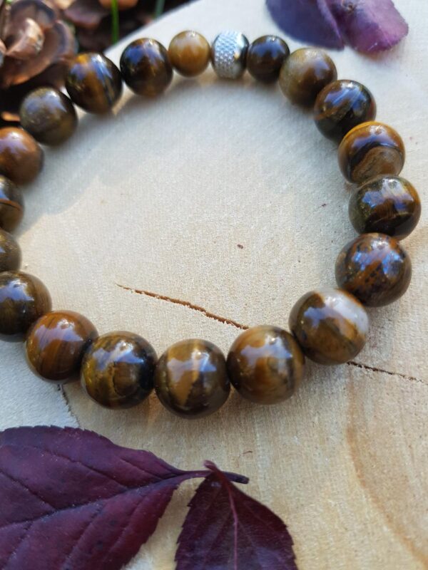 Bracelet homme pierre naturelle - oeil de tigre Bracelet homme perles naturelles 10 mm - Oeil de tigre