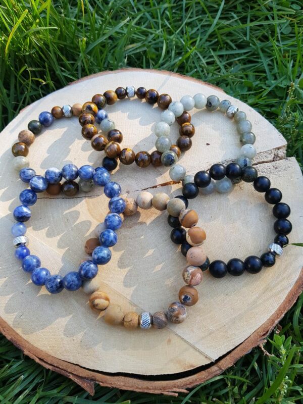 Bracelet homme perles naturelles 10 mm - Labradorite