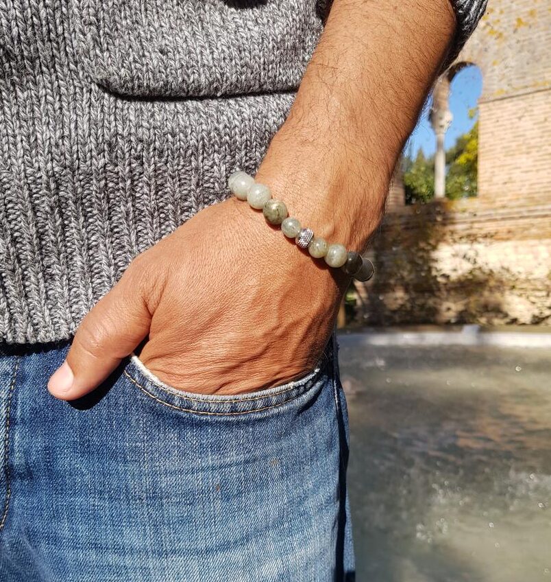 Bracelet homme pierre naturelle - Labradorite Bracelet homme perles naturelles 10 mm - Labradorite