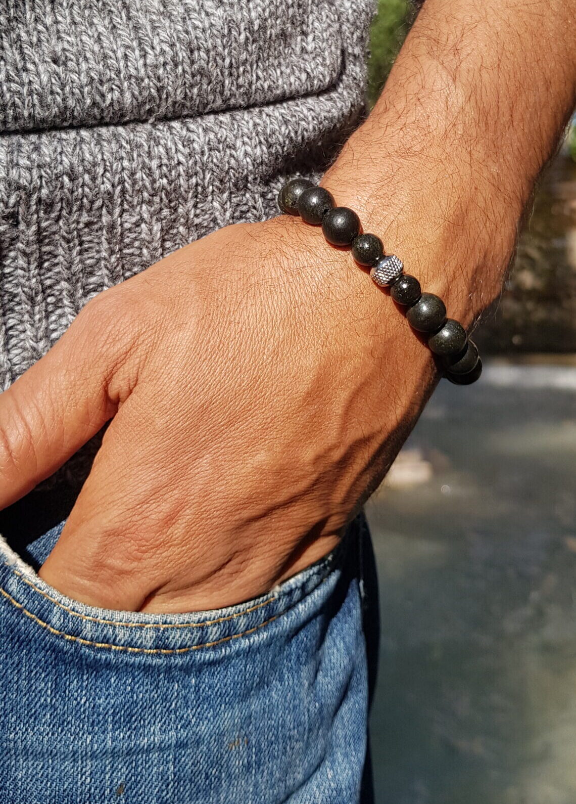 Bracelet homme pierre naturelle - serpentine