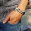 Bracelet homme pierre naturelle - sodalite et labradorite Bracelet homme perles naturelles 10 mm - Sodalite
