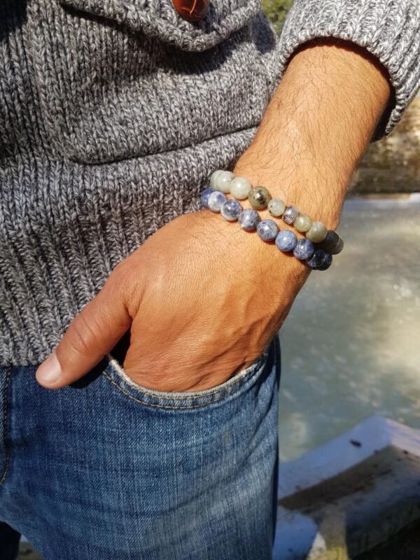 Bracelet homme pierre naturelle - sodalite et labradorite Bracelet homme perles naturelles 10 mm - Sodalite