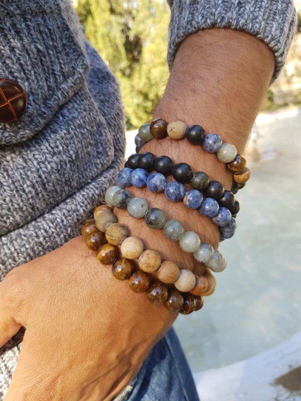 Bracelet homme perles naturelles 10 mm - Labradorite