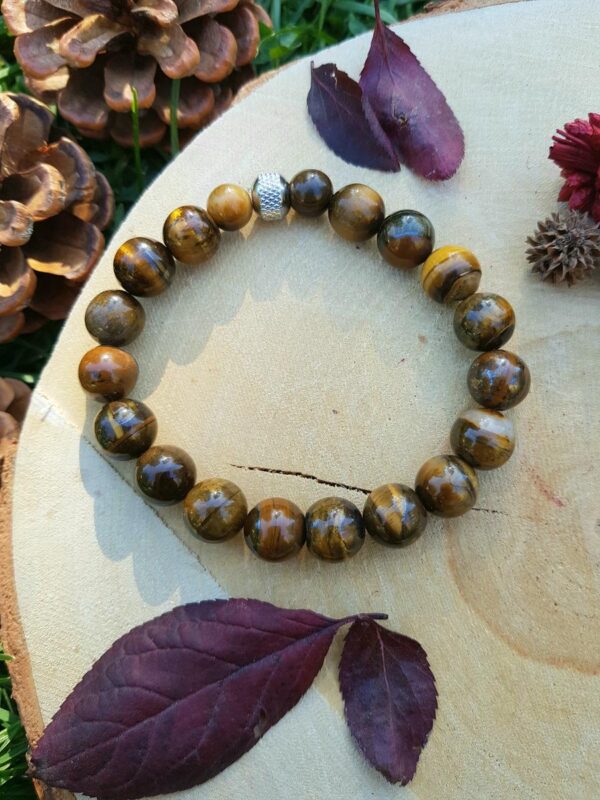 Bracelet homme pierre naturelle - oeil de tigre Bracelet homme perles naturelles 10 mm - Oeil de tigre