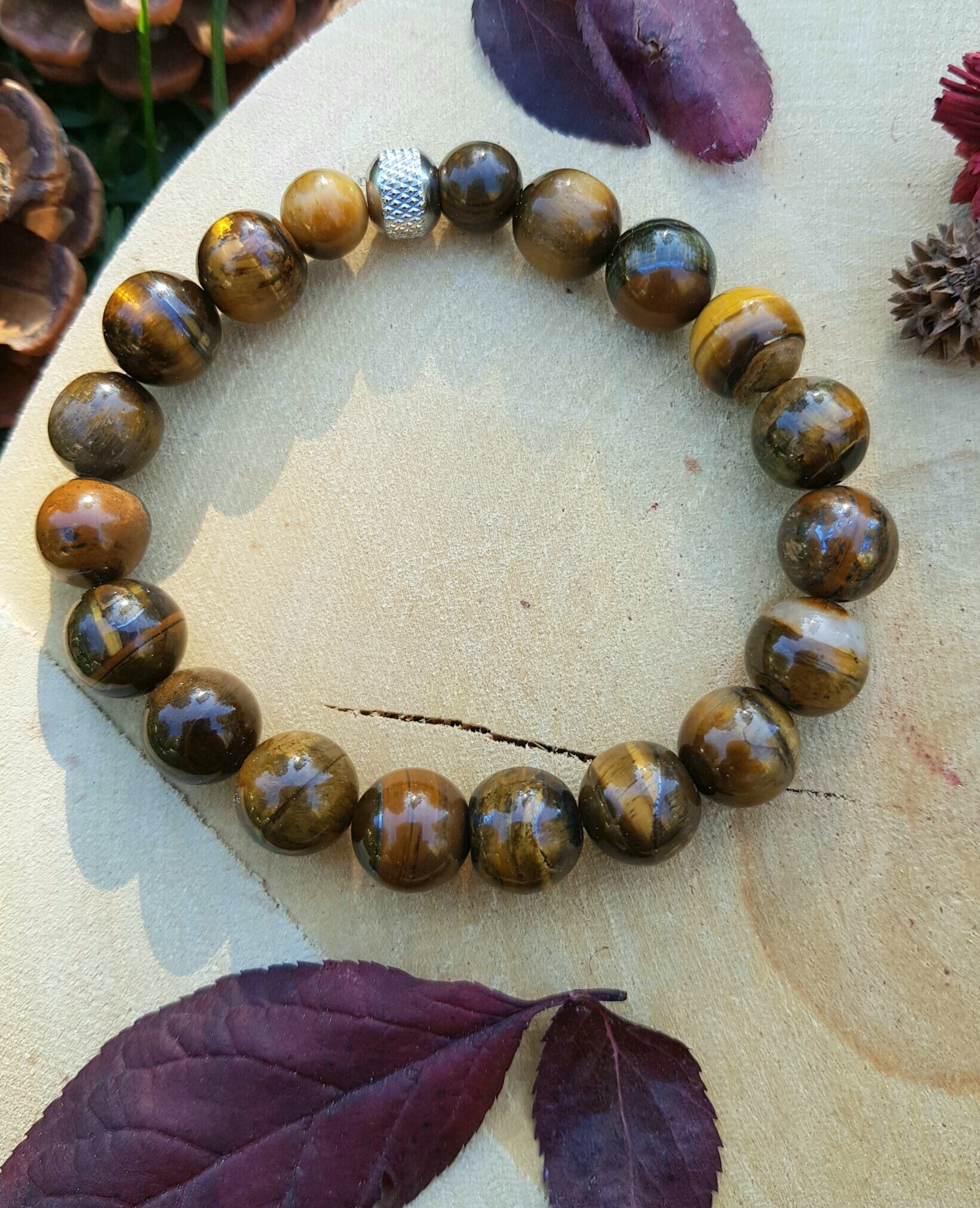 Bracelet homme pierre naturelle - oeil de tigre