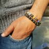 Bracelet homme pierre naturelle - protection sodalite, serpentine, labradorite, jaspe, oeil de tigre Bracelet homme perles naturelles 10 mm - Serpentine