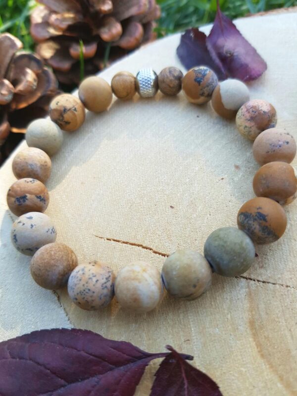 Bracelet homme perles naturelles 10 mm - Jaspe paysage