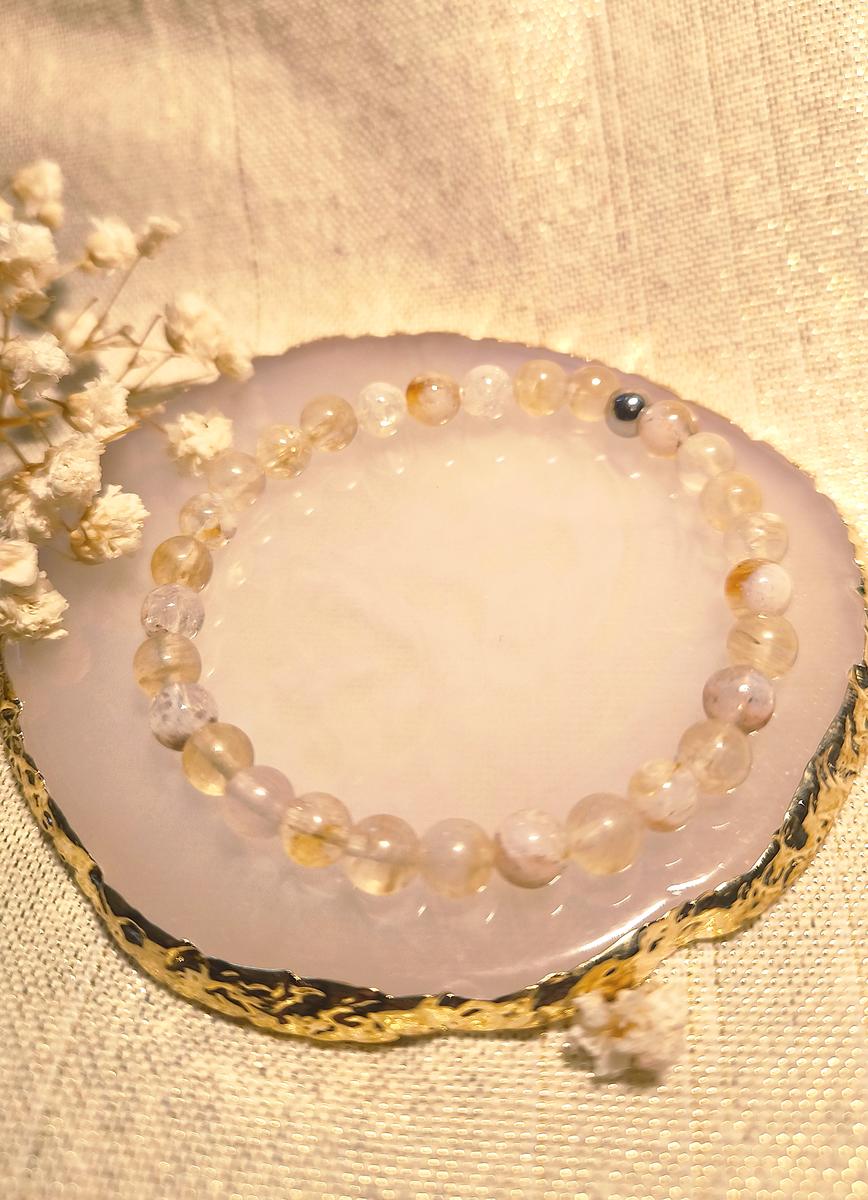 Bracelet perles naturelles 6 mm - Citrine