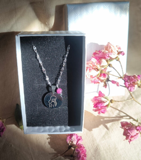 Collier argenté maman & bébé – Améthyste