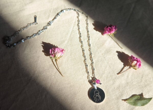 Collier argenté maman & bébé – Améthyste