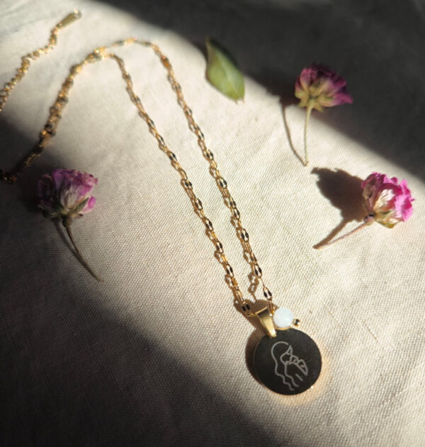 Collier doré maman & bébé – Jade blanche