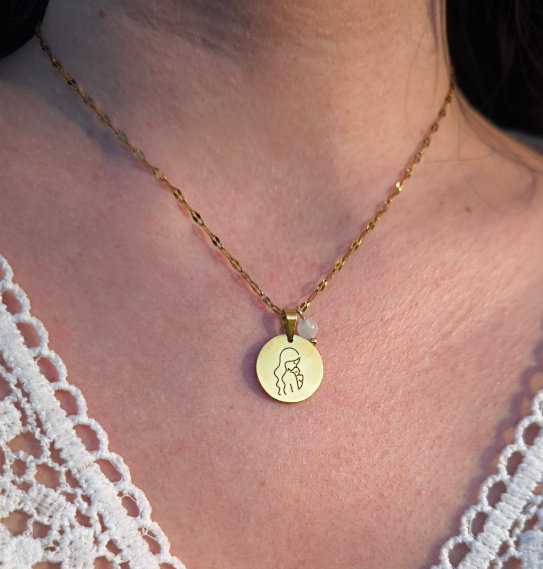 Collier doré maman & bébé – Jade blanche