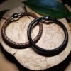 Duo de bracelets homme en cuir rond - Noir et marron