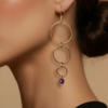 22727-boucles-oreilles-cascade-couv Boucles d'oreilles cascade avec 3 anneaux en acier inoxydable doré et leur pierre naturelle au choix
