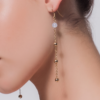22799 - Boucles d oreilles pierre naturelle et chaine perlee COUV Boucles d'oreilles avec pierre naturelle au choix et chaine billes en acier inoxydable dorée