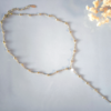 22831 - Collier pierre naturelle et chaine perlee entier Collier pierre naturelle jade blanc et chaine à billes en acier inoxydable doré