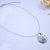 Collier fleurs séchées en acier inoxydable avec Pensée violette et pierre naturelle d'améthyste