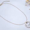 Collier en acier inoxydable doré avec fleurs séchées d'ammi noir et pierre naturelle d'Hématite